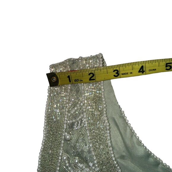 Scala Couture Vintage 80s Beaded Seafoam Green Cocktail Dress Sz XXL - Picture 10 of 15